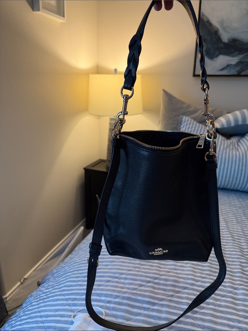 Coach Black Pebbled Leather Shoulder Bag with Gold Hardware - Picture 2 of 2